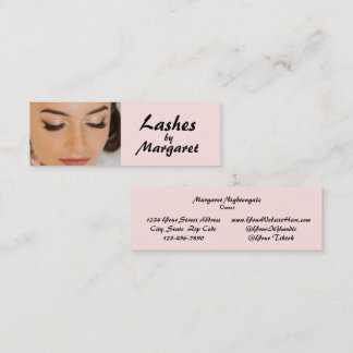 Minitarjeta De Visita Blush Rosa Script Negro Foto Pestañas Maquillaje