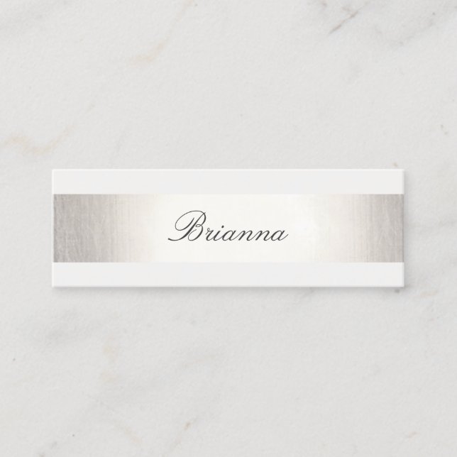 Minitarjeta De Visita Boda formal simple Consultor Silver Striped (Anverso)