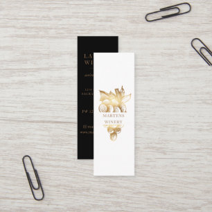 Minitarjeta De Visita Bodega dorada Elegante sumiller vinícola