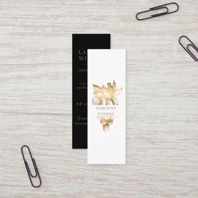 Minitarjeta De Visita Bodega dorada Elegante sumiller vinícola (Anverso/Reverso In Situ)