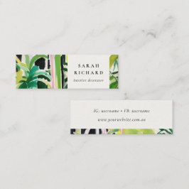 Minitarjeta De Visita Boho Chic Verde Follaje Tropical Botánico