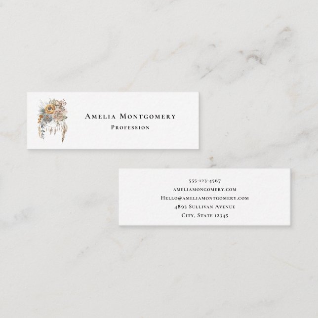 Minitarjeta De Visita Boho Flower Bouquet y Dreamcatcher (Anverso / Reverso)