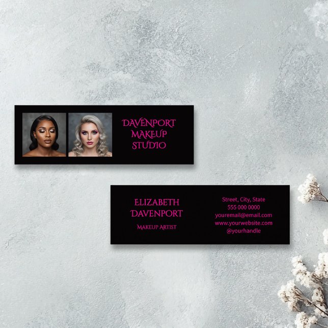 Minitarjeta De Visita Bold Black and Hot Pink 2 Photo (Subido por el creador)