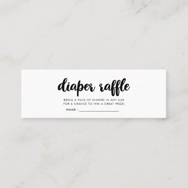 Minitarjeta De Visita Boleto moderno de rifa de pañales para la ducha de (Anverso)