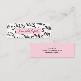 Minitarjeta De Visita bonito moderno mármol blanco negro y uñas rosas