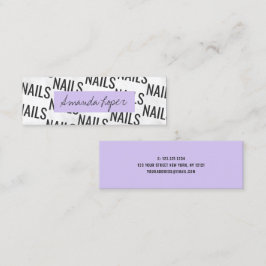 Minitarjeta De Visita bonito moderno mármol blanco uñas negras violetas 