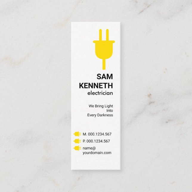 Minitarjeta De Visita Botones eléctricos de extensión de enchufe amarill (Anverso)