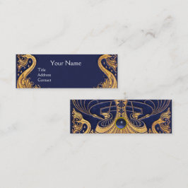 Minitarjeta De Visita Buque antiguo, delfines, oro, azul marino