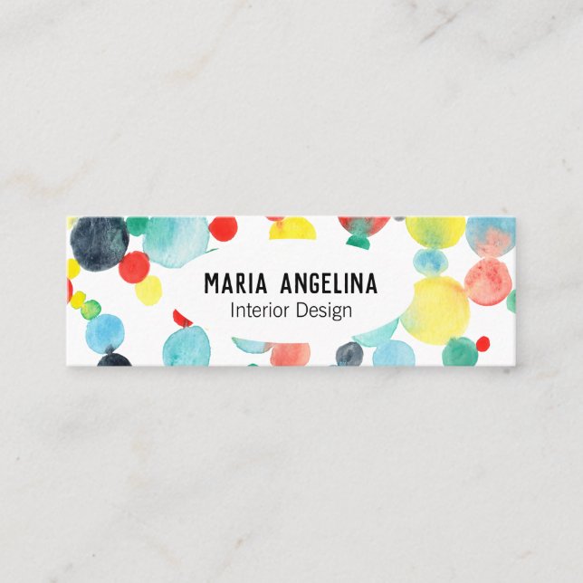 Minitarjeta De Visita Burbujas Acuarela Cuadros y Puntos Círculos (Anverso)