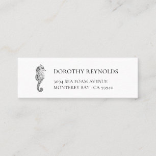 Minitarjeta De Visita Caballo de mar blanco negro clásico elegante  