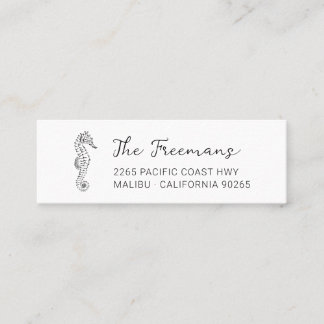 Minitarjeta De Visita Caballo de mar dibujado a mano moderno.