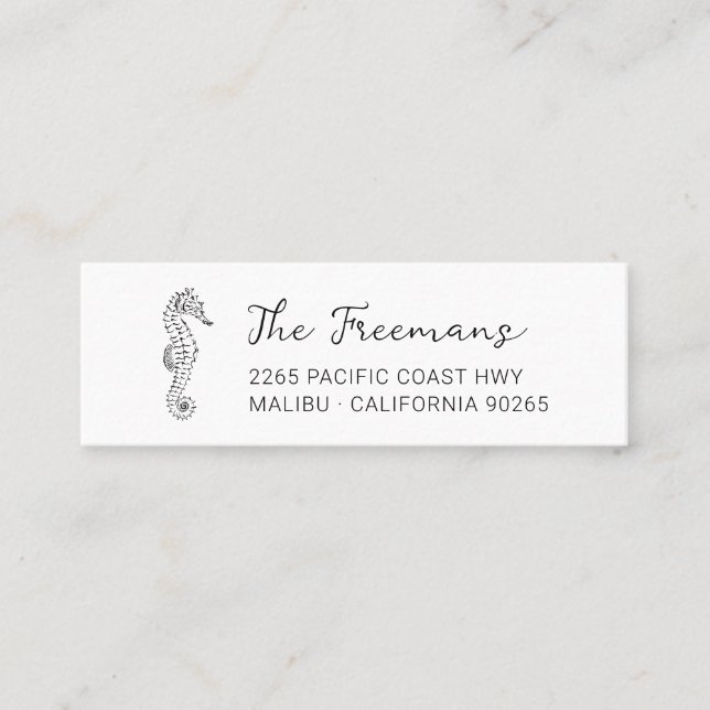 Minitarjeta De Visita Caballo de mar dibujado a mano moderno. (Anverso)