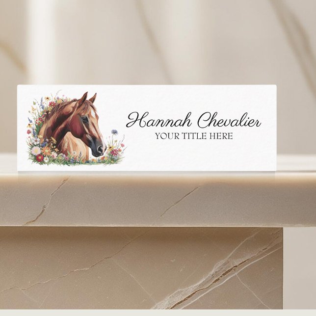 Minitarjeta De Visita caballo elegante con ecuestre de flores silvestres (Subido por el creador)