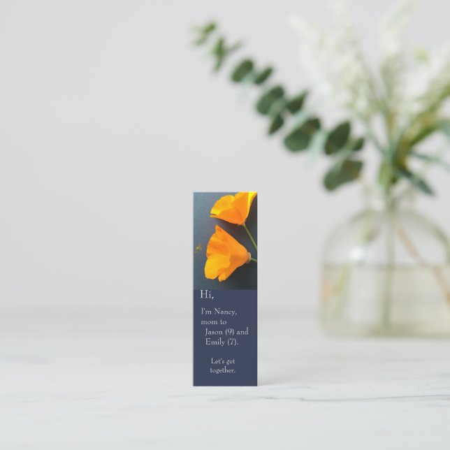 Minitarjeta De Visita Cachorros de California de fondo azul (Anverso de pie)