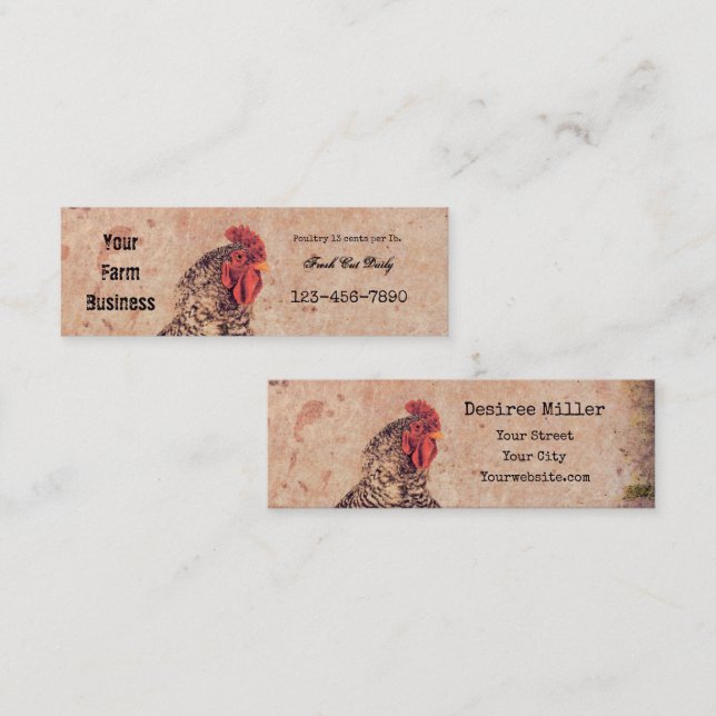Minitarjeta De Visita Campo de cultivo de textura antigua de gallo (Anverso / Reverso)