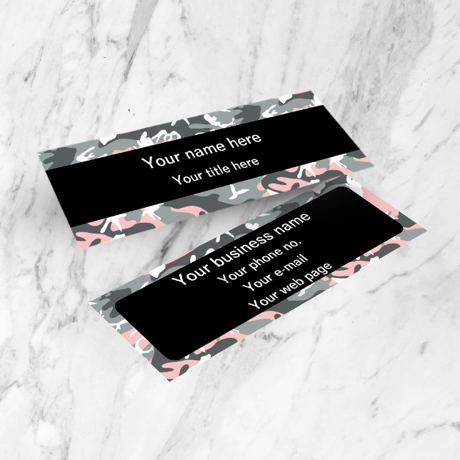 Minitarjeta De Visita Camuflaje rosa y gris, ejército, ejército (Subido por el creador)