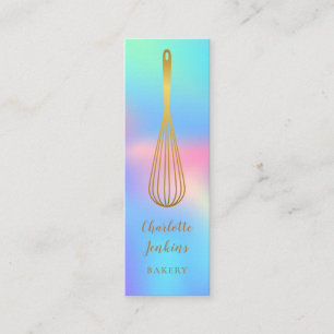 Minitarjeta De Visita Chef pastelero Rainbow Holographic Gold Whisk
