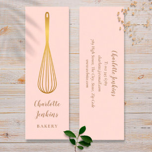 Minitarjeta De Visita Chef pastelero Rubor Pink Gold Whisk