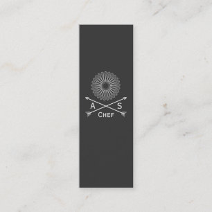 Minitarjeta De Visita Chef Retro Arrows y Whisk Hip Catedral Negra