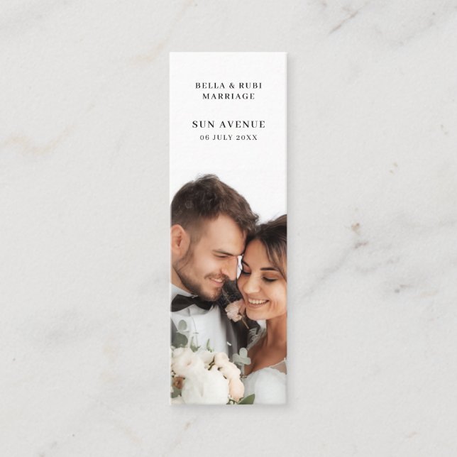 Minitarjeta De Visita Chic Minimalist Wedding Favor Mini Bookmark Card (Anverso)
