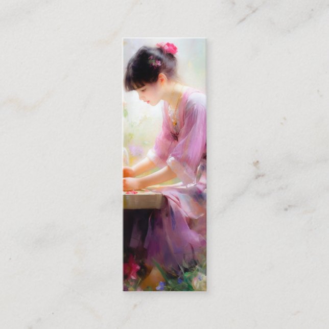 Minitarjeta De Visita Chica en el Jardín de las Flores (Anverso)