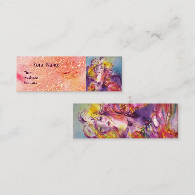 Minitarjeta De Visita Chica joven, Salón de belleza, Artista de maquilla (Anverso / Reverso)