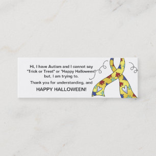 Minitarjeta De Visita Cinta 3 para truco de autismo de Halloween o cinta