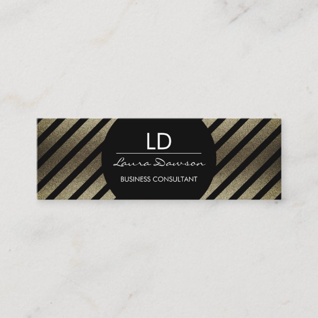 Minitarjeta De Visita Círculo y tiras de monograma de glamour (Anverso)