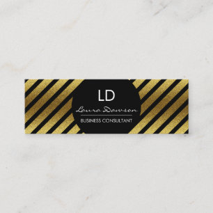 Minitarjeta De Visita Círculo y tiras de monograma de glamour de oro