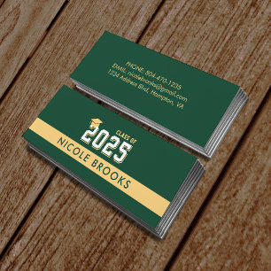 Minitarjeta De Visita Clase de graduación de Green Gold Contact Info Nam