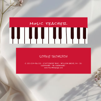 Minitarjeta De Visita Clases privadas de piano de profesor de música