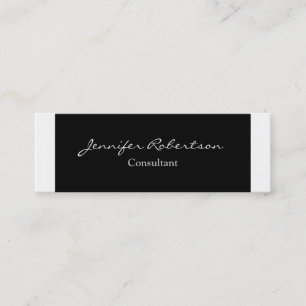 Minitarjeta De Visita Clásico Simple Blanco Negro Plano Único