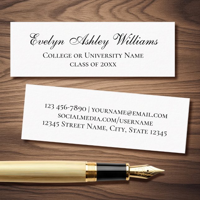 Minitarjeta De Visita Classic Script Graduate Name Insert Contact Card (Subido por el creador)