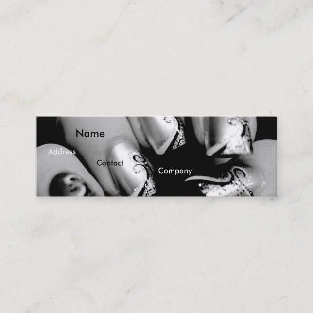 Minitarjeta De Visita Clavos del manicuro en negro y el blanco I (Anverso)