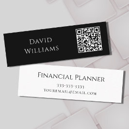 Minitarjeta De Visita Código QR Blanco negro Minimalista moderno