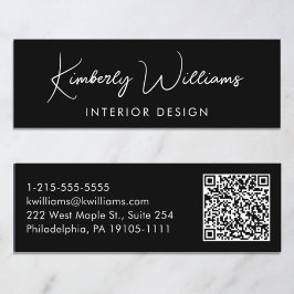 Minitarjeta De Visita Código QR de guión moderno profesional negro