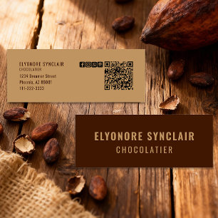 Minitarjeta De Visita Código QR de icono social de chocolatero marrón el