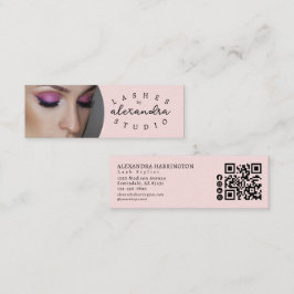 Minitarjeta De Visita Código QR de Icono Social de Tinta Rosa Script Fot