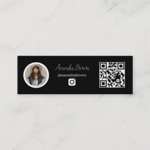 Minitarjeta De Visita Código QR de Instagram negro Enlace de influence