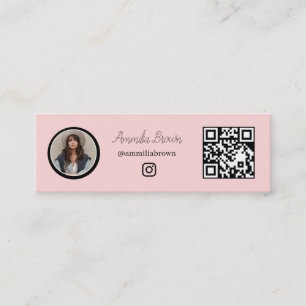 Minitarjeta De Visita Código QR de Instagram rosa Enlace de seguimient
