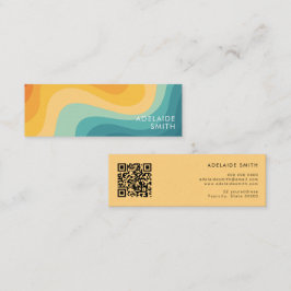 Minitarjeta De Visita Código QR de Onda de Color Clásico Boho Retro