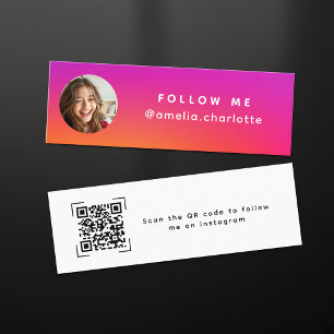 Minitarjeta De Visita Código QR de redes sociales con gradiente moderno