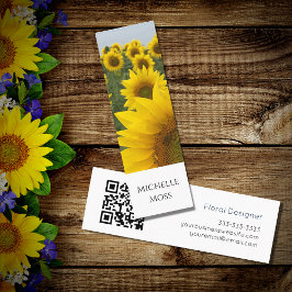 Minitarjeta De Visita Código QR Diseñador fotográfico de girasoles botán