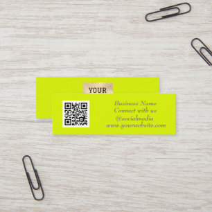 Minitarjeta De Visita Código QR en medios sociales Amarillo fluorescente