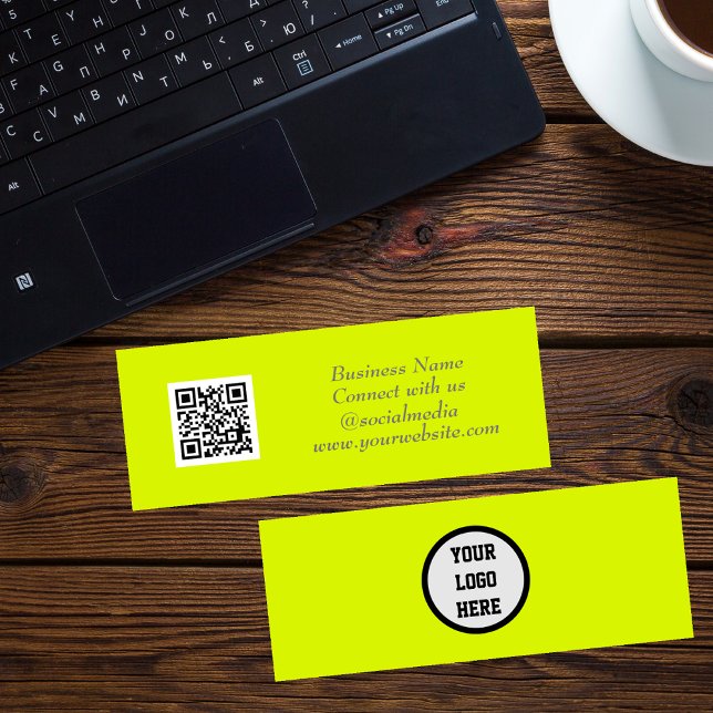 Minitarjeta De Visita Código QR en medios sociales Amarillo fluorescente (Subido por el creador)