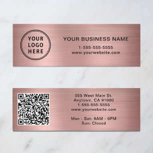 Minitarjeta De Visita Código QR Logo Moderno Rosa Dorado