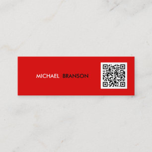 Minitarjeta De Visita CÓDIGO QR Minimalista rojo moderno profesional
