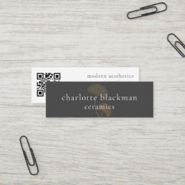 Minitarjeta De Visita Código QR moderno de hojas de gingko