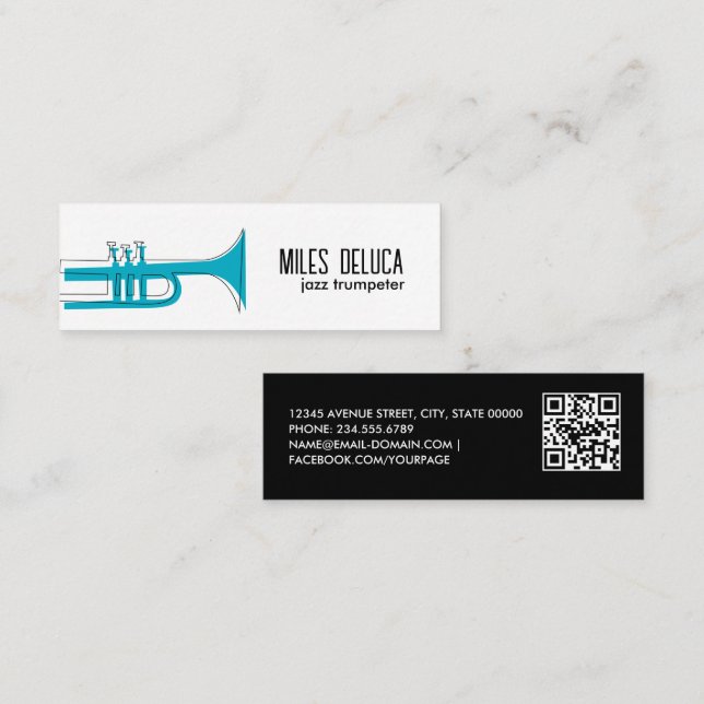 Minitarjeta De Visita Código Qr para profesores de marionetas de jazz (Anverso / Reverso)
