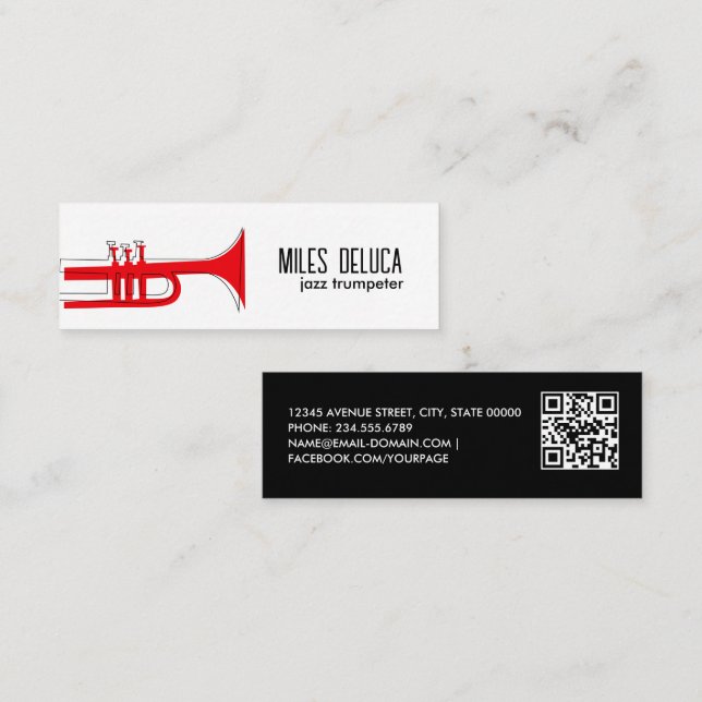 Minitarjeta De Visita Código Qr para profesores de marionetas de jazz (Anverso / Reverso)